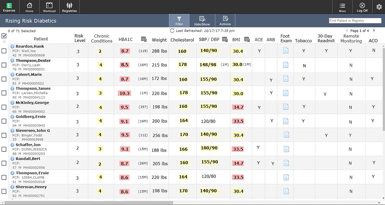 MEDITECH Ambulatory Registries screen shot